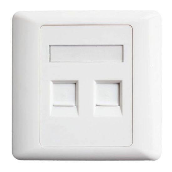 Jual Faceplate/wallplate UTP/RJ45/LAN 2 port+modular cat 6 & cat 3 ...