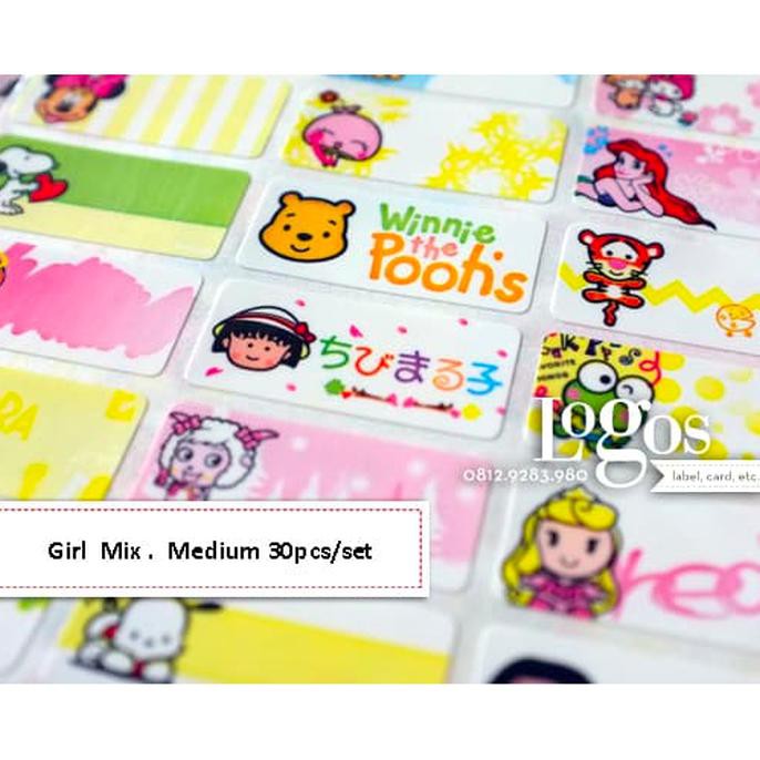 Jual Discount Mix Girl Sticker Medium Name Label. Stiker Karakter ...