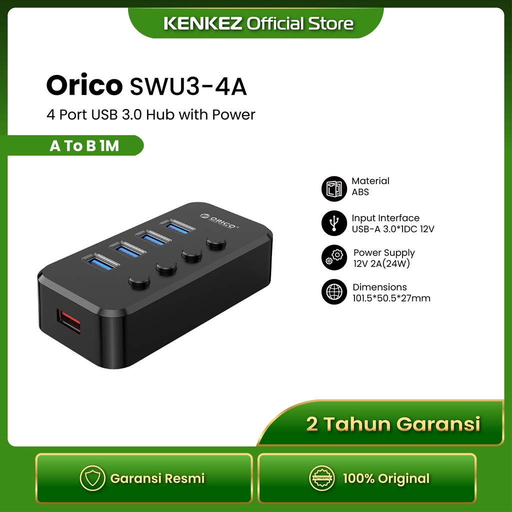 Jual ORICO SWU3-4A 4 Port USB 3.0 Hub with Power | Shopee Indonesia