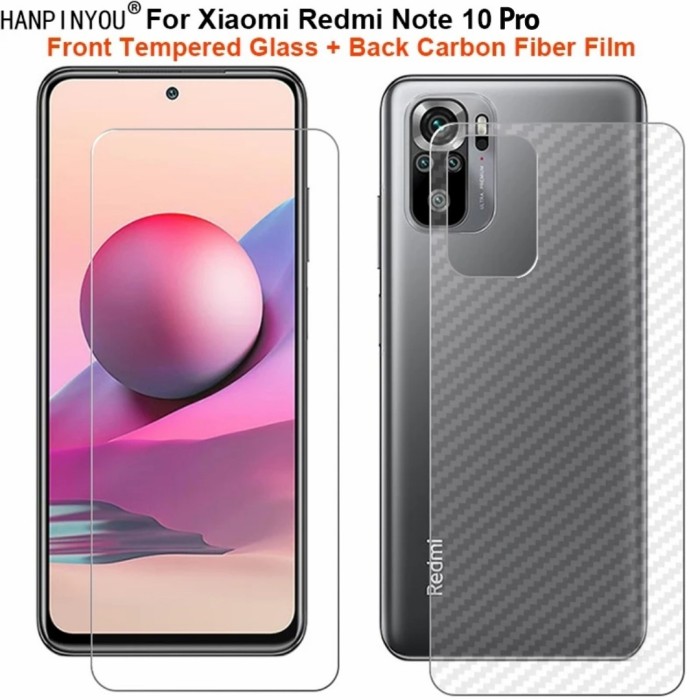 Jual REDMI NOTE 10 PRO TEMPERED GLASS FRONT -BACK SKIN CARBON FIBER ...