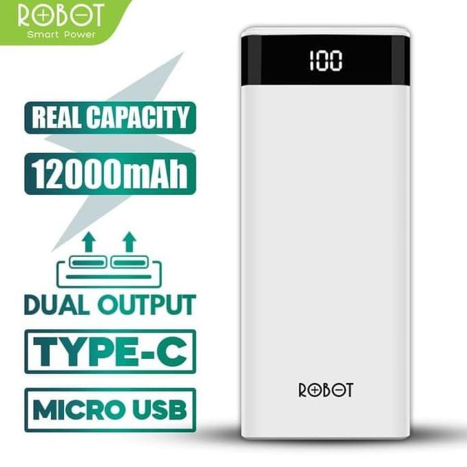 Jual POWER BANK ROBOT RT210 12000MAH LED ORIGINAL 2 USB TYPE C ...