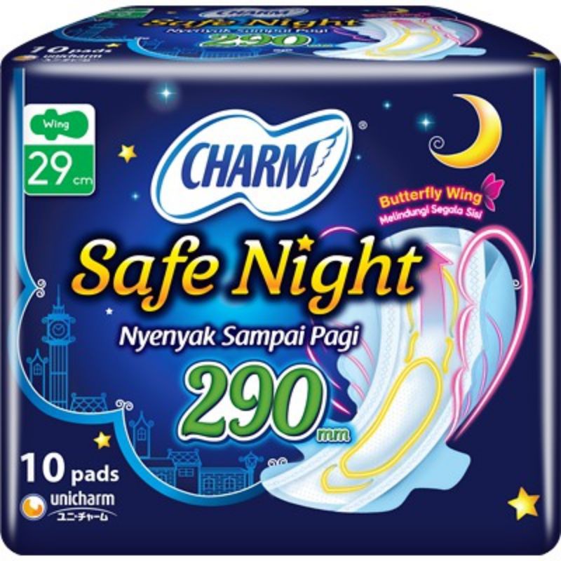 CHARM NIGHT WING 29CM 10 PADS | PEMBALUT WANITA LAURIER NIGHT 30CM 35CM 20  | COOLING FRESH 23CM MAXI