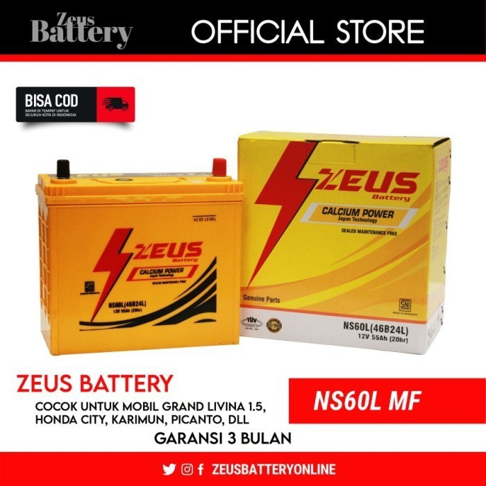 Jual Aki Mobil Suzuki Aerio Zeus Battery Ns60l 46b24l Aki Kering 12v