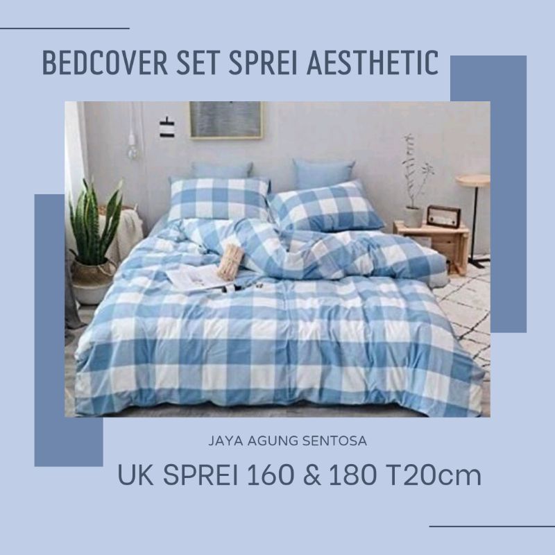 Jual [BC SET] SET BEDCOVER UK 220x200 + SPREI MOTIF KOREA EMILY FITTED