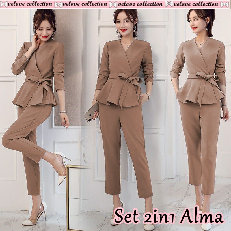 Jual WSW - Baju set Baju Kerja Wanita Kantor Setelan 2in1 ALMA | Shopee