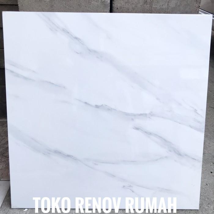 Jual Cova Keramik 60X60 Putih Motif Carara (Glossy)/ Keramik Lantai