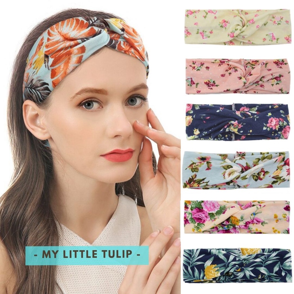 Jual Bandana Cewek Motif Bunga Bandana Kain Wanita Manis Gaya Korea