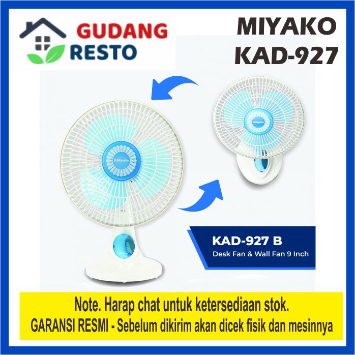 Jual Miyako Kad 927 B Kipas Angin 2 In 1 Meja Duduk Dinding Wall Fan 9 Inch Kad927 B Pl 7320