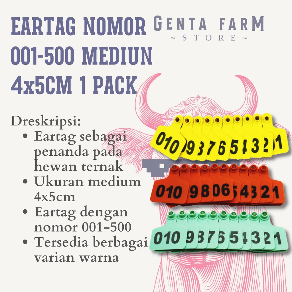 Jual Ear Tag Nomor 001-1000 Eartag Medium Ukuran 4x5cm Sapi Kambing ...