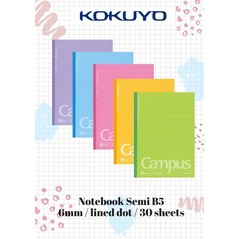 Jual (NEW PASTEL COLORS) KOKUYO CAMPUS SLIM NOTEBOOK SEMI B5 LINED DOT ...