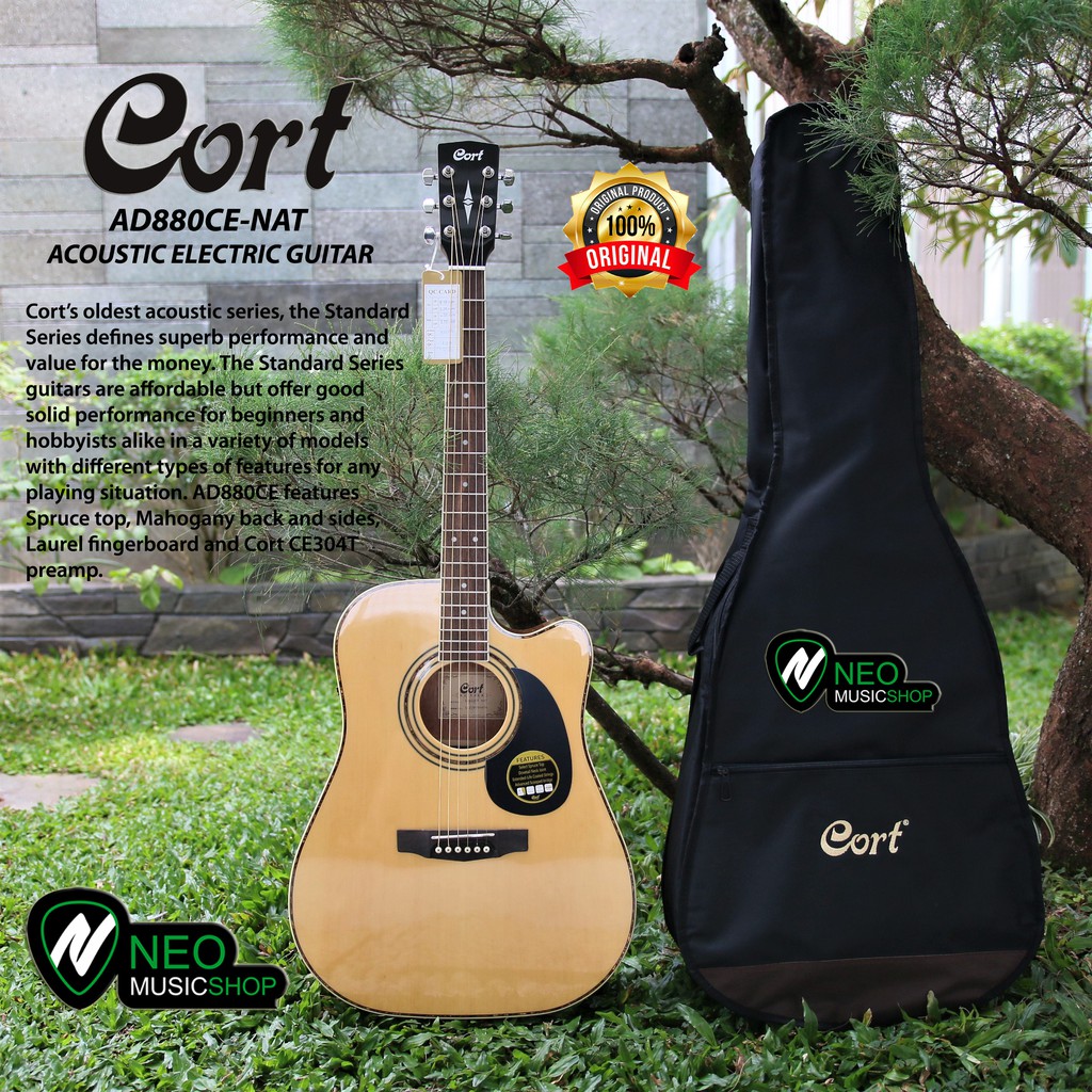 Jual Cort AD880CE-NAT Acoustic Electric Guitar Original | Shopee Indonesia