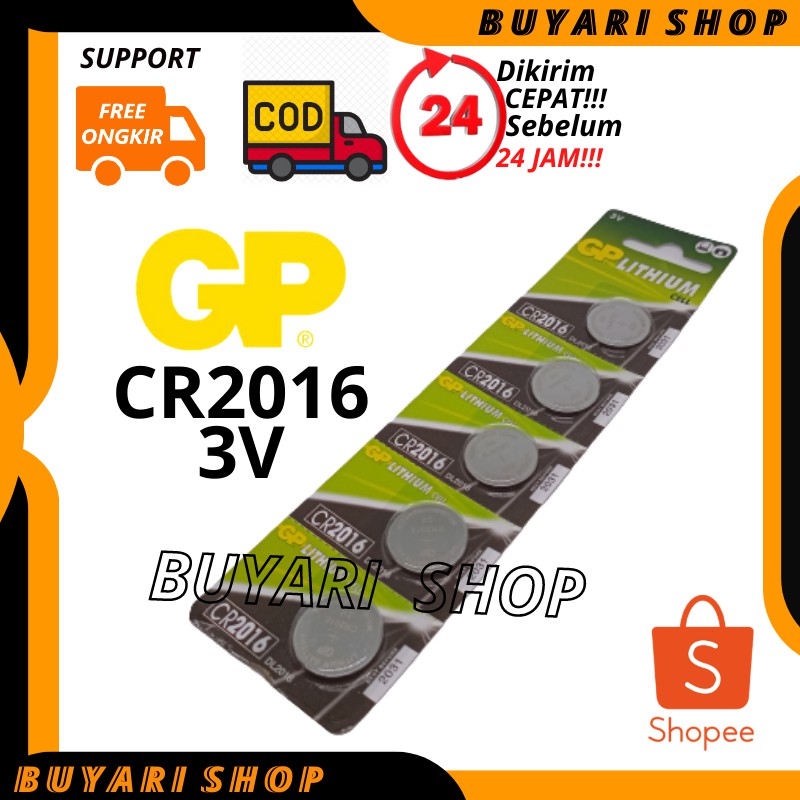 Jual Baterai CR2016 GP Lithium Cell Battery Batre Keyless Motor CR2016 ...