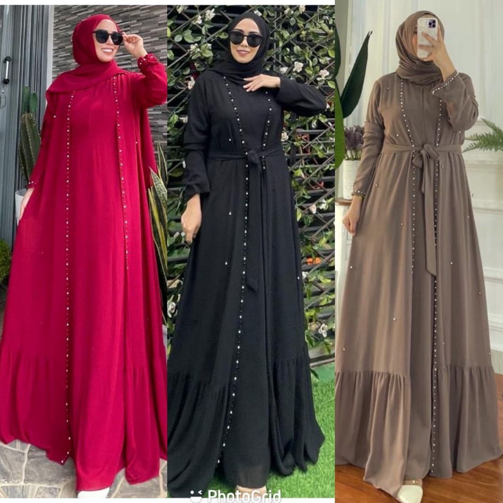 Jual Baju Kondangan Gamis Wanita Ceruty Aplikasi Mutiara Terbaru 2024