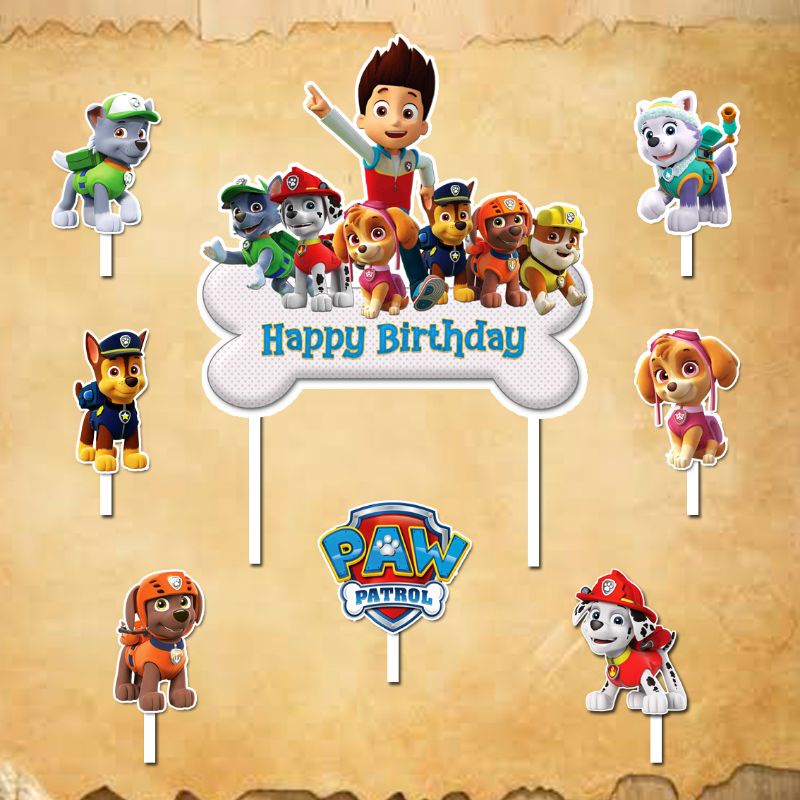 Happy Birthday Paw Patrol Cake Topper Printable