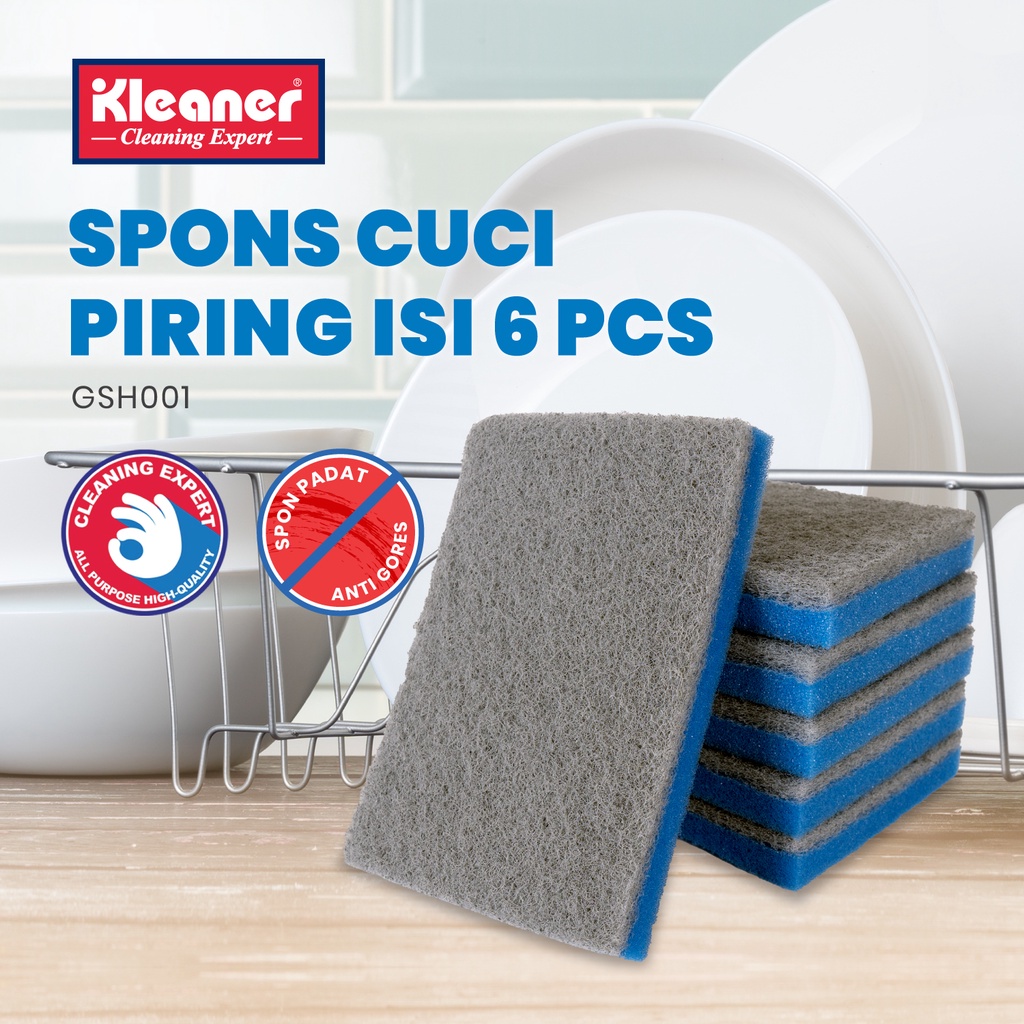 Jual Kleaner Spons Cuci Piring Lebar 6 Pcs Sponge Sabut Cuci Serbaguna ...