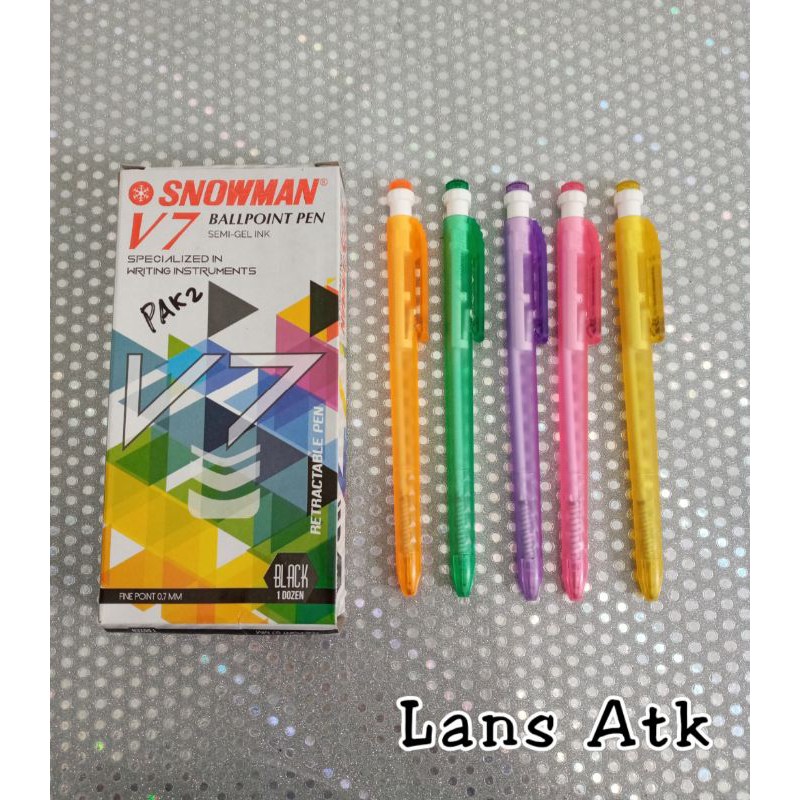 Jual PULPEN SNOWMAN V7 BLACK / BALLPOINT SNOWMAN V7 SEMI GEL PEN ...