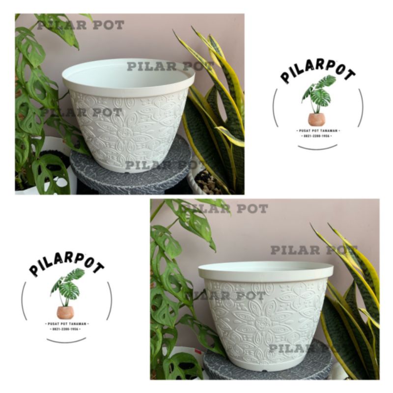 Jual pot bunga tanaman shallom motif batik 30 putih - BATIK 30 PUTIH ...