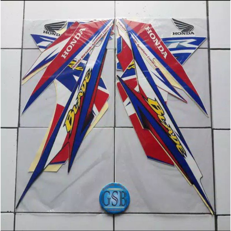 Jual stiker motor honda blade racing r 2013 biru - merah | Shopee Indonesia