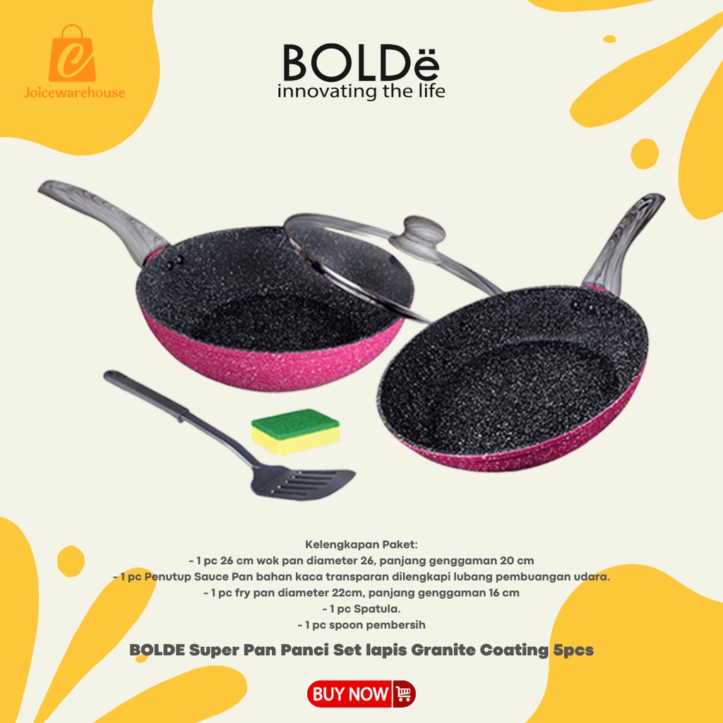 Jual BOLDE Super Pan Panci Set lapis Granite Coating 5pcs | Shopee ...