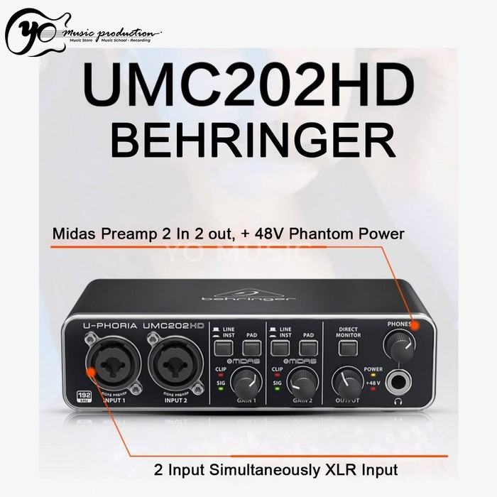 HD　UMC　Midas　Jual　HD　Shopee　Preamp　Soundcard　Behringer　Original　Indonesia　202　Channel
