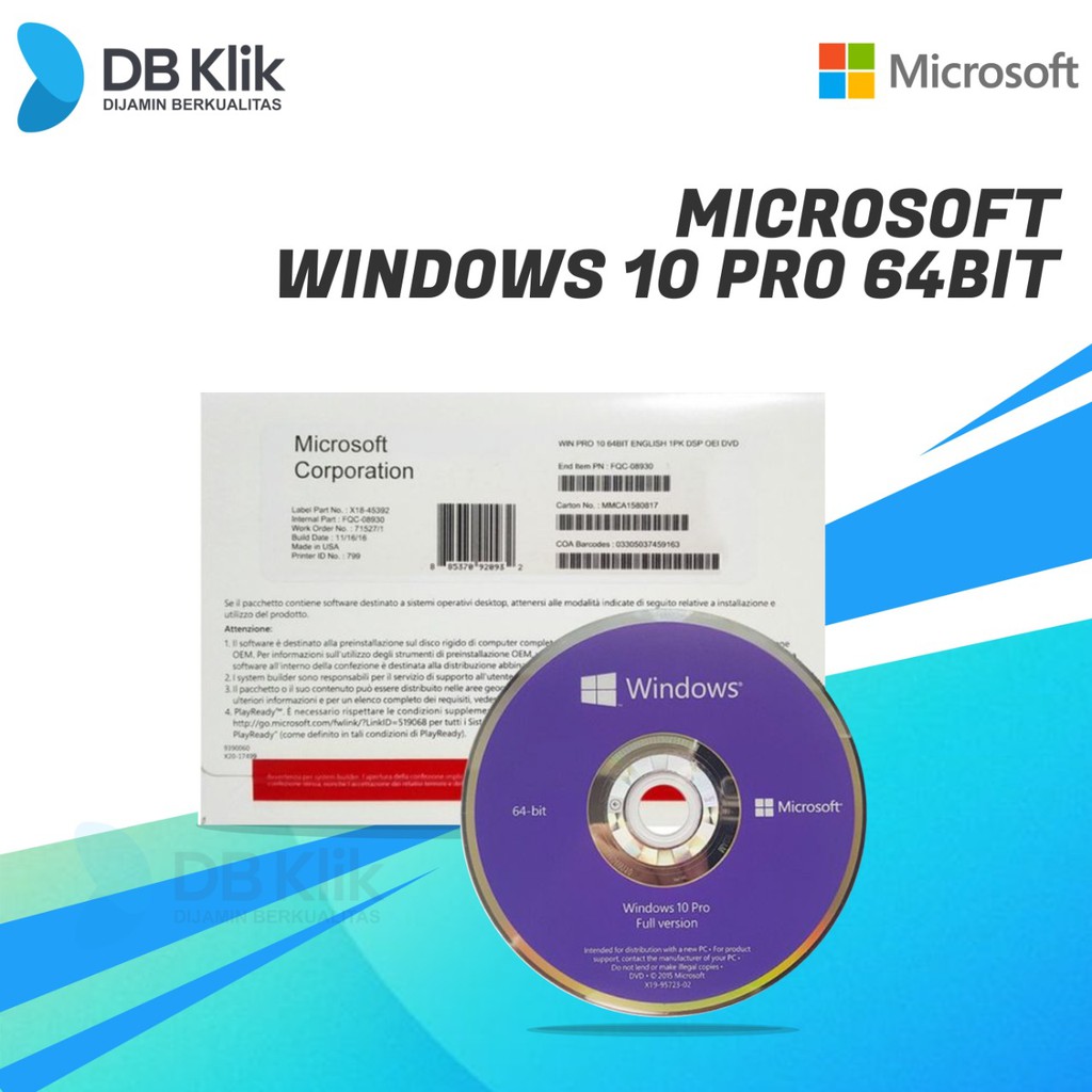 Jual Microsoft Windows 10 PRO 64Bit - Windows 10 Professional 64Bit ...