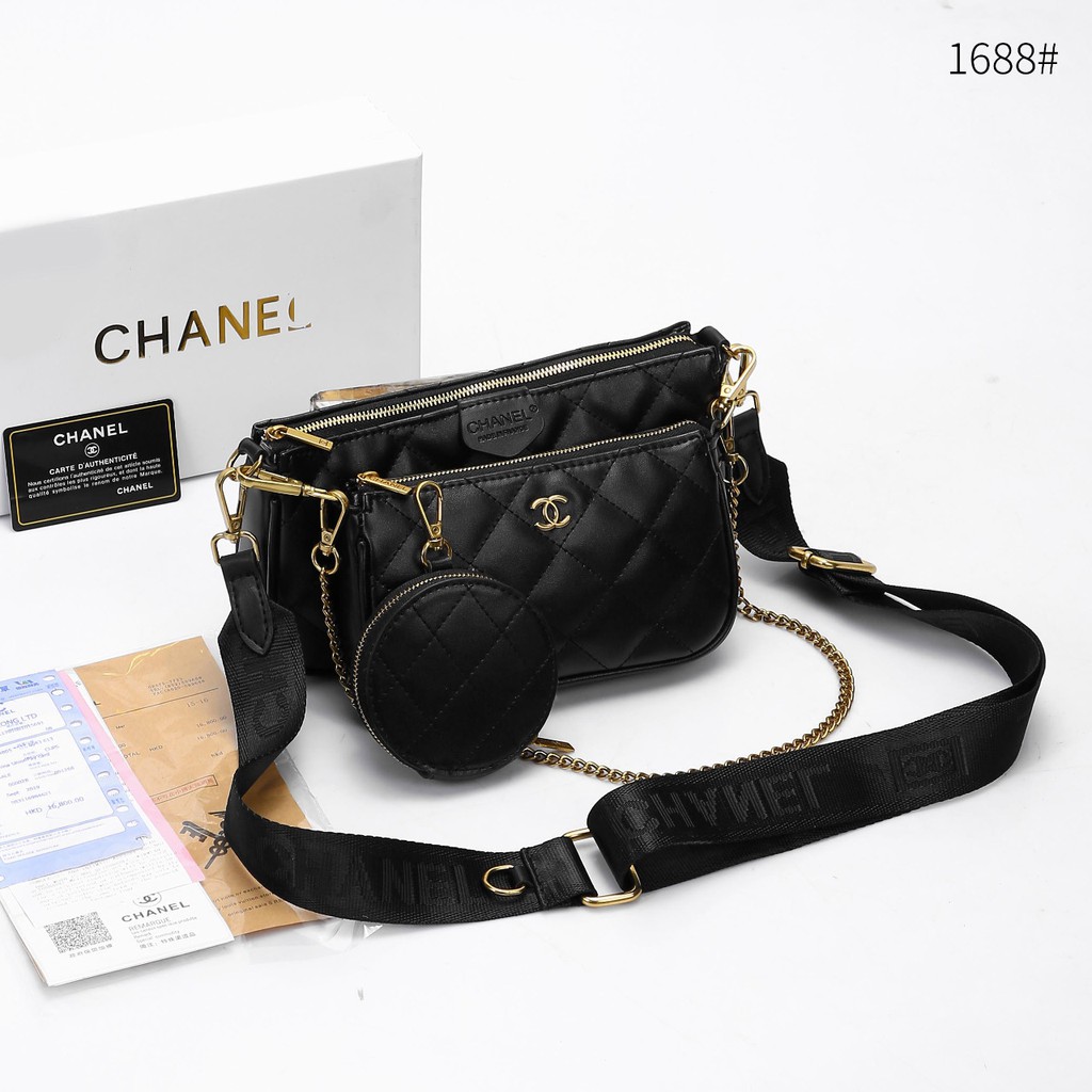 CHANEL MULTI POCHETTE ACCESSOIRES CROSSBODY PLATINUM WITH BOX 1688