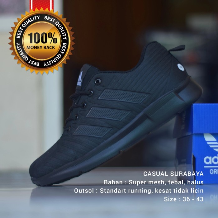 Sepatu Kerja Sekolah Adidas Hitam Polos California 36