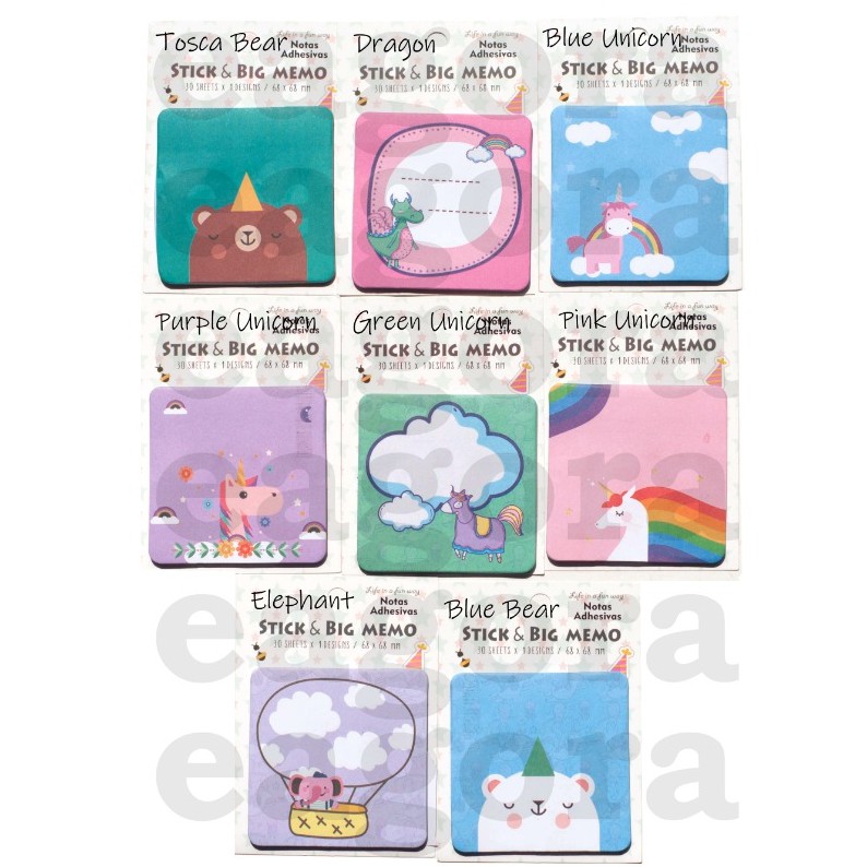 Jual Sticky Notes Bear Unicorn Dragon Lucu Set Memo Unik Note | Shopee ...