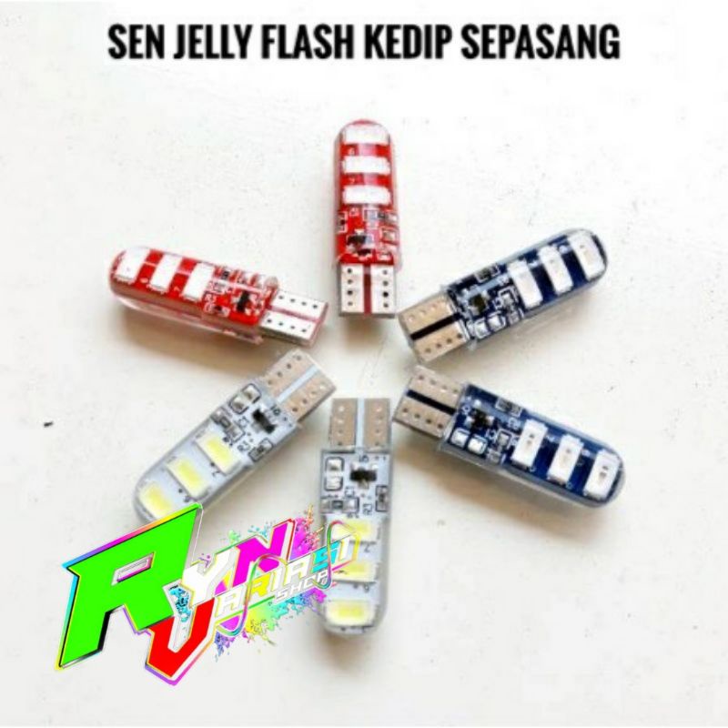 Jual bohlam lampu sen senja T10 jelly 6 led kedip / flash bohlan sein ...