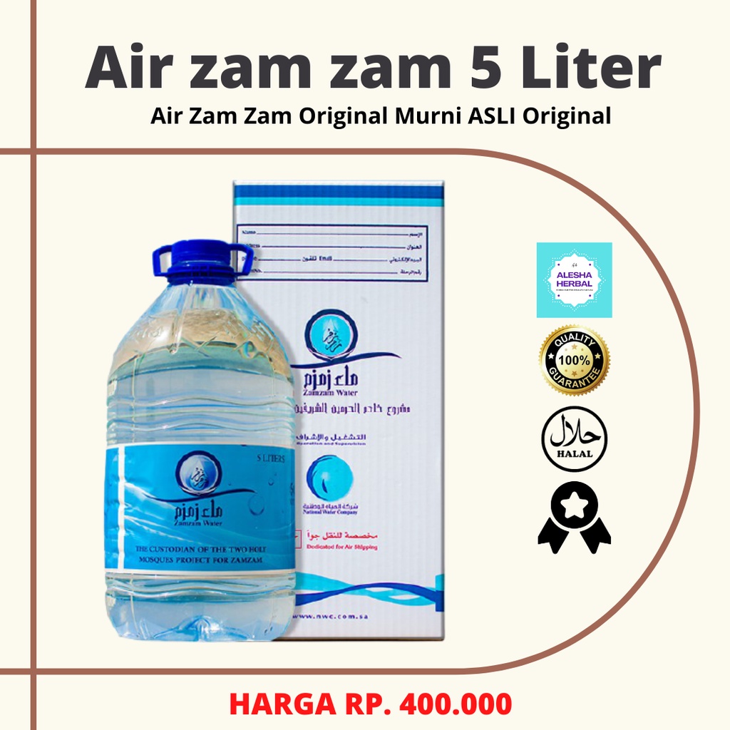 Jual Air Zam Zam 5 Liter Original Asli Kemasan Botol Galon 5l 5000ml Zam Zam Zamzam 100 5772