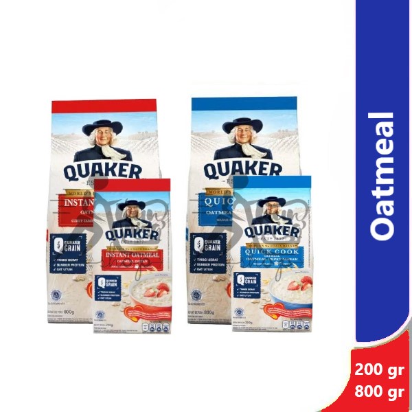 Jual Quaker Instant Outmeal & Quaker Quick Cook 200 gr & 800 gr ...