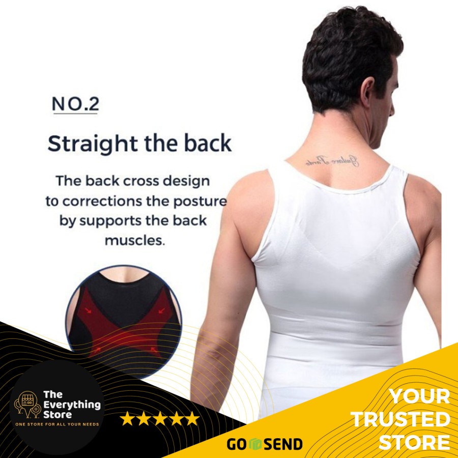 Jual Mens Slimming Body Shaper Tank Top Kaos Korset Pelangsing Perut ...