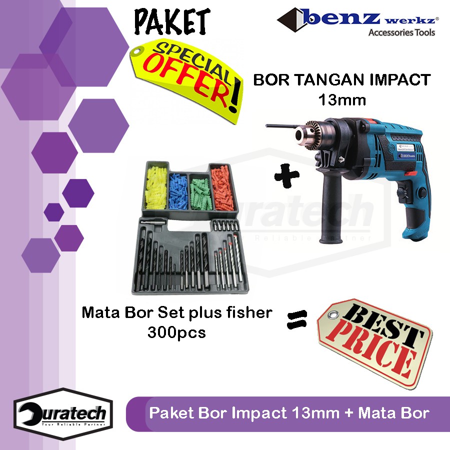 Jual Paket Mesin Bor Impact Mm Benz Dan Mata Bor Set Multifungsi Shopee Indonesia