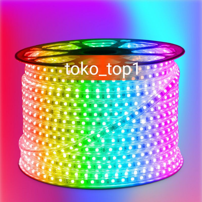 Jual LAMPU LED STRIP 5050 RGB 220v WARNA WARNI RGB IP66 METERAN 7 WARNA ...