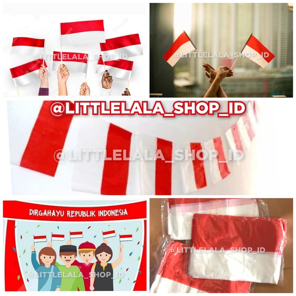 Jual BENDERA MERAH PUTIH PLASTIK isi 100 lembar/DEKORASI BENDERA MERAH