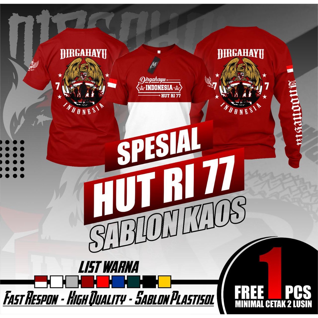 Jual Bossablon - Kaos Kemerdekaan HUT RI Ke -77 Kaos Merah Putih Kaos ...