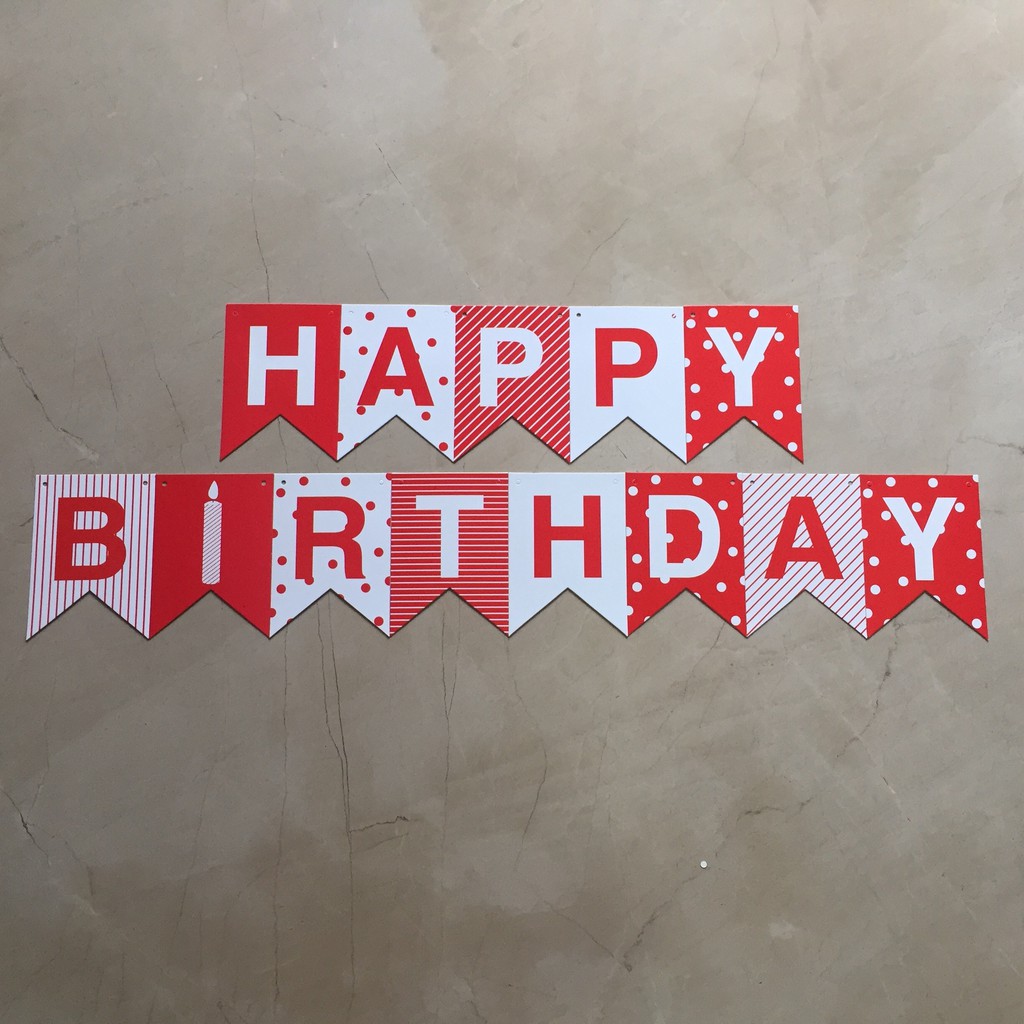 Jual MERAH PUTIH HAPPY BIRTHDAY BANNER FLAG BUNTING FLAG DEKORASI