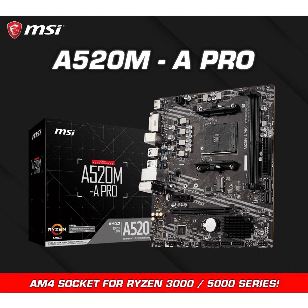 Jual MSI A520M-A PRO MOTHERBOARD (AM4, A520, DDR4, USB 3.2, SATA3 ...