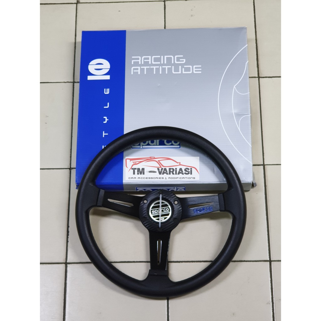 Jual Stir Racing 13 Inchi Tengah Carbon 3 Palang Datar Hitam Tulisan ...