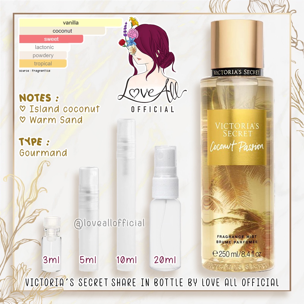 VICTORIA'S SECRET All Variant ❤️ Decant Share in Bottle Tester Victoria  Secret VS Aqua Kiss Coconut Passion Bare Vanilla Velvet Petals Pure  Seduction
