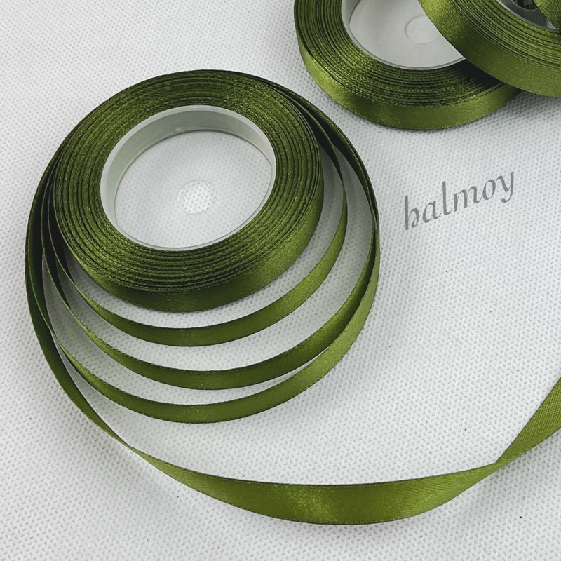 Jual PITA SATIN KAIN 1/2 INCI 12 MM WARNA HIJAU LUMUT MUDA #055