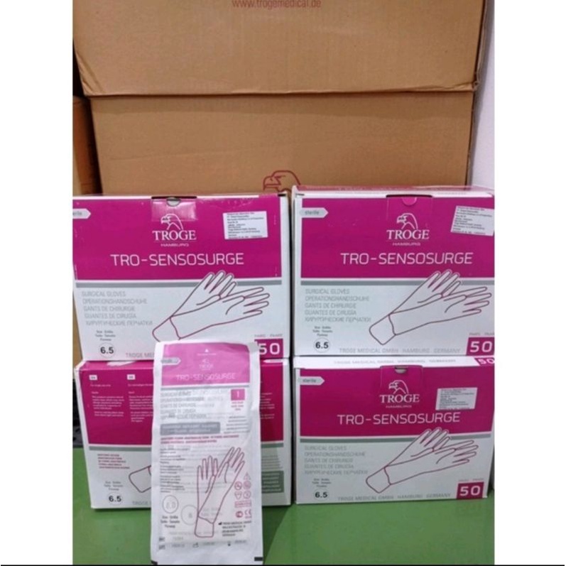 Jual Sarung Tangan Latex Sterile Troge Surgical Gloves 1 Box Isi 50 Pair Handscoon Latex Sterile 2234