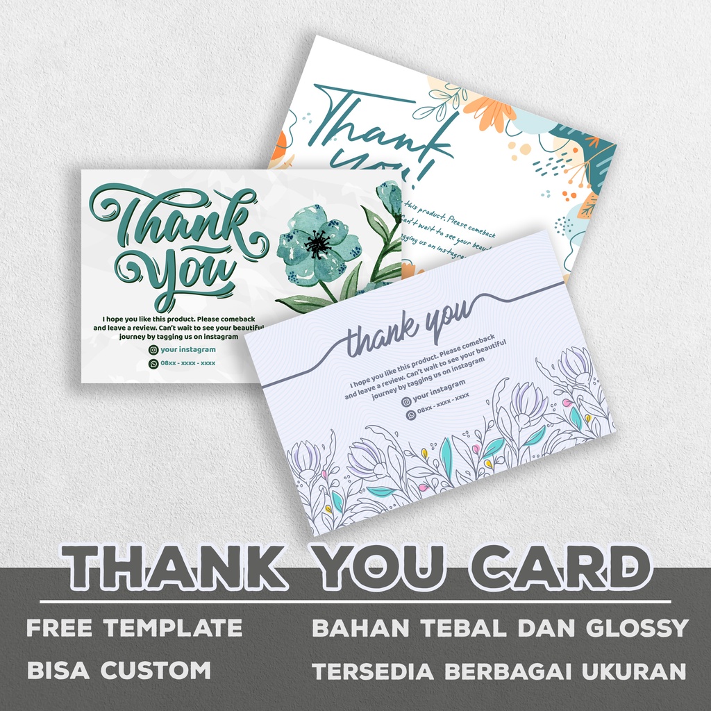 Jual Thank You Card - Kartu Souvenir - Kartu Ucapan Terima Kasih ...