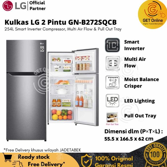 Jual LG GN-B272SQCB Kulkas 2 Pintu - Smart Inverter Compressor 272L ...