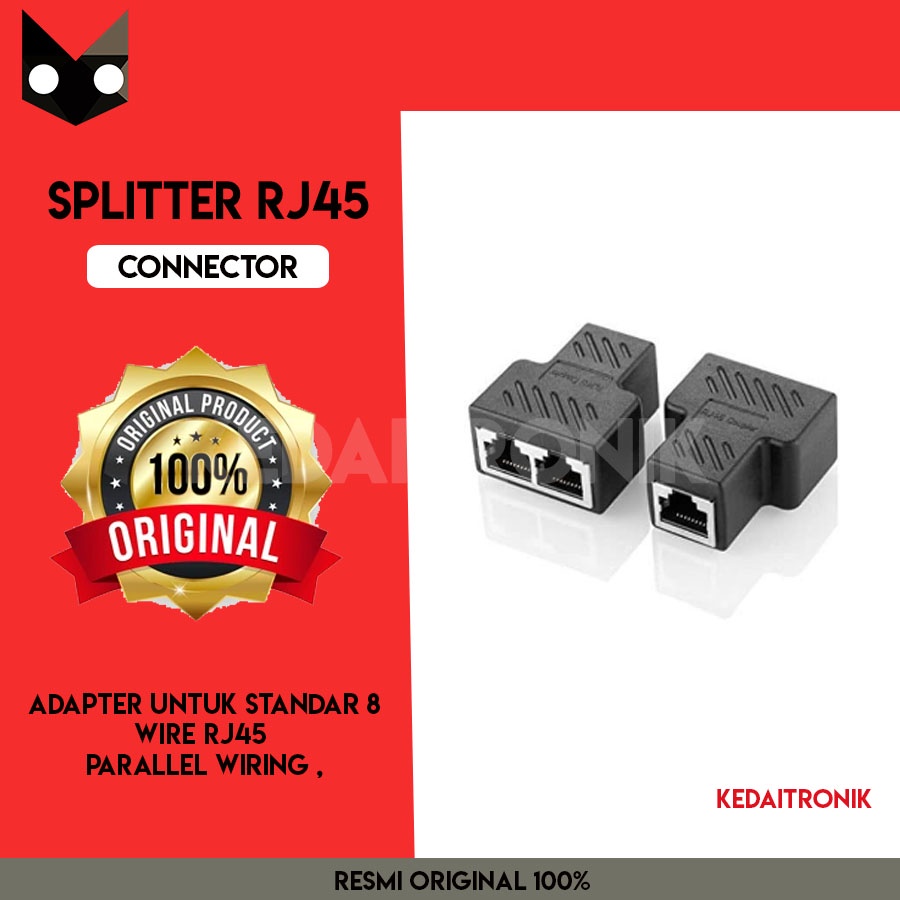 Jual Splitter Connector RJ45 1 To 2 LAN Ethernet Cable Female Female ...