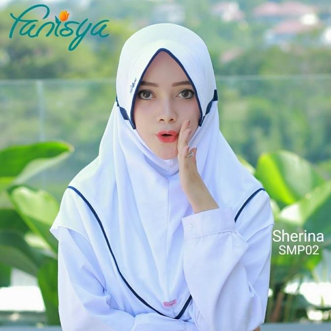 Jual Seragam Sekolah Jilbab Sekolah Instant Smp Putih Biru Bergo Kaos Sherina Fanisya Stok 2171