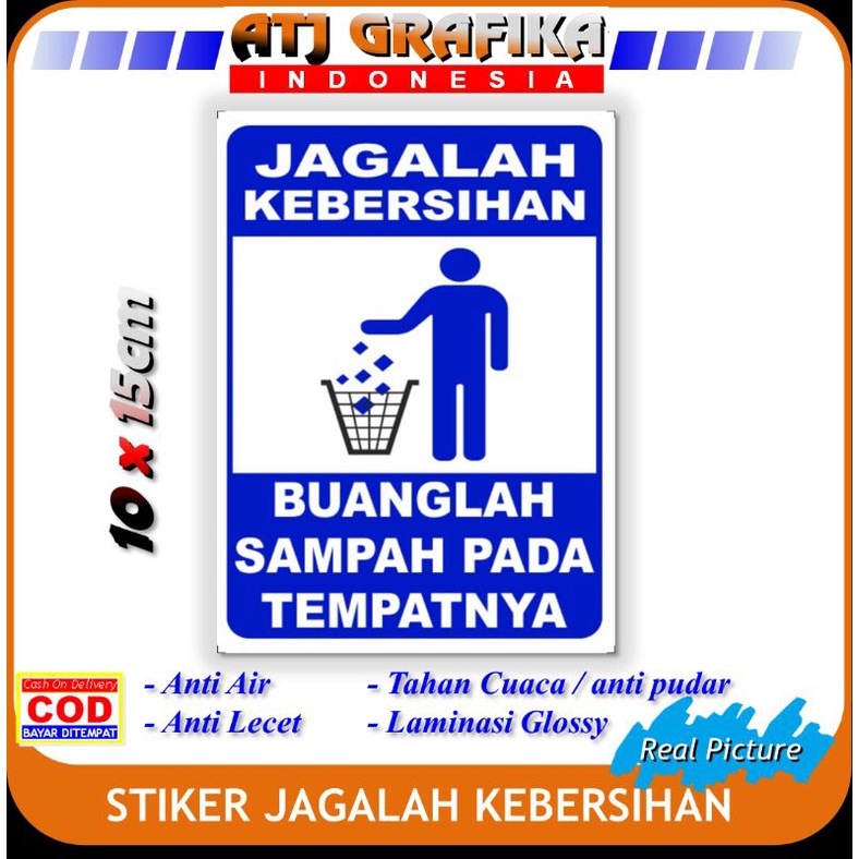 Jual Stiker Jagalah Kebersihan Kotak Sticker Buanglah Sampah Pada Tempatnya Anti Kotor 5428