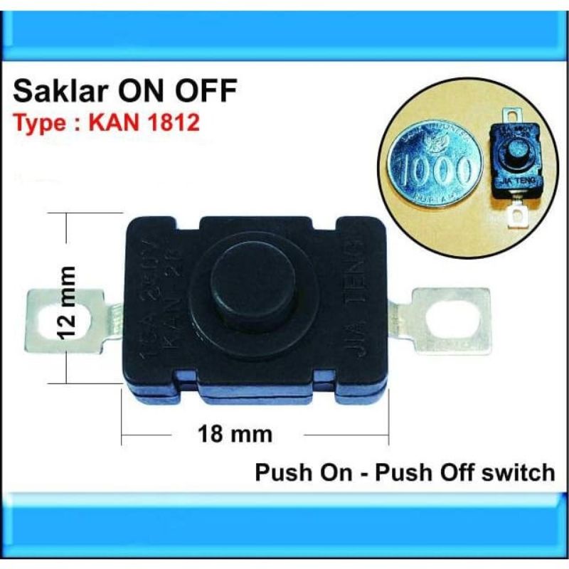 Jual Saklar Senter Self Locking 1.5A 250V AC Switch DC KAN-28 On Off ...