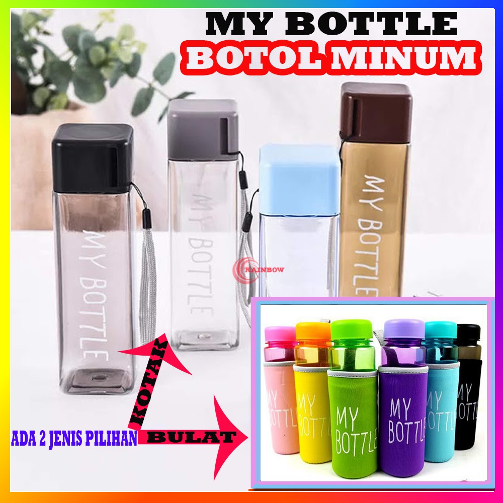 Jual BOTOL MINUM PERSEGI PETAK KOTAK SQUARE / BULAT NEW MY BOTTLE TAHAN ...