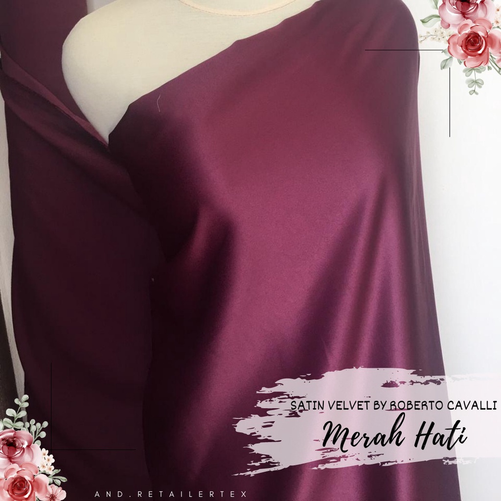 Jual Kain Satin Velvet Premium Warna Merah Hati Merah Tua Bahan